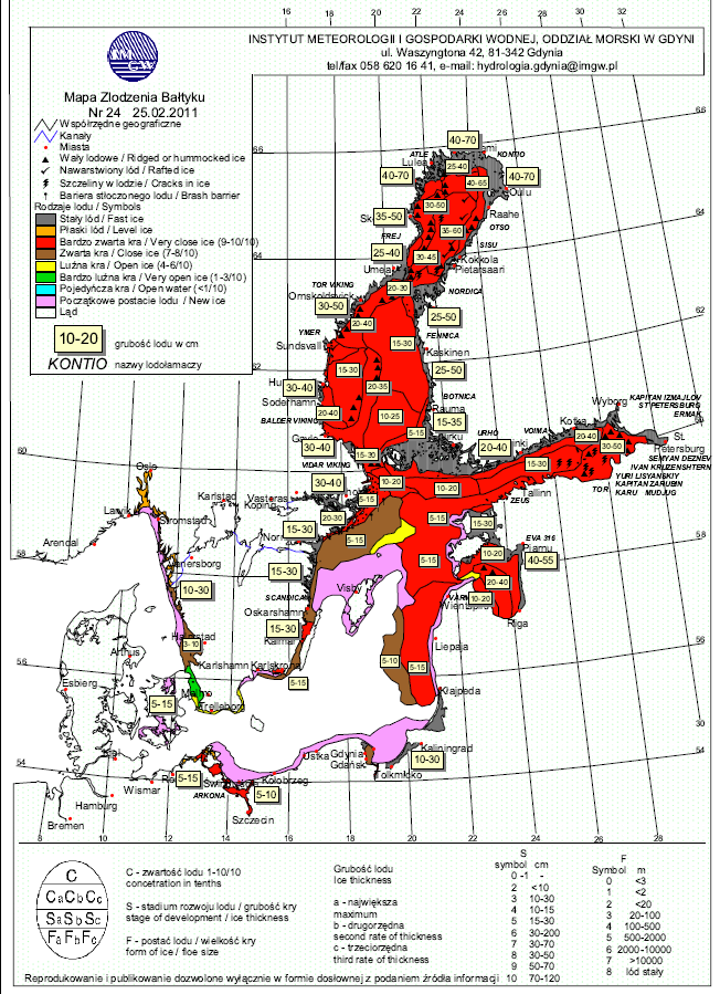 Mapa zlodzenia Bałtyku